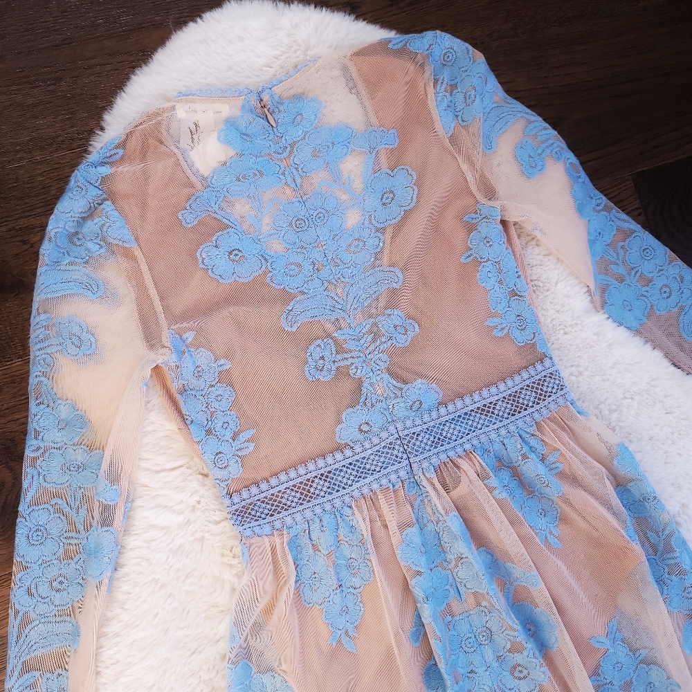 Free People x For Love & Lemons Fairycore Temecula Sheer Mesh Lace Maxi… - Picture 11 of 13